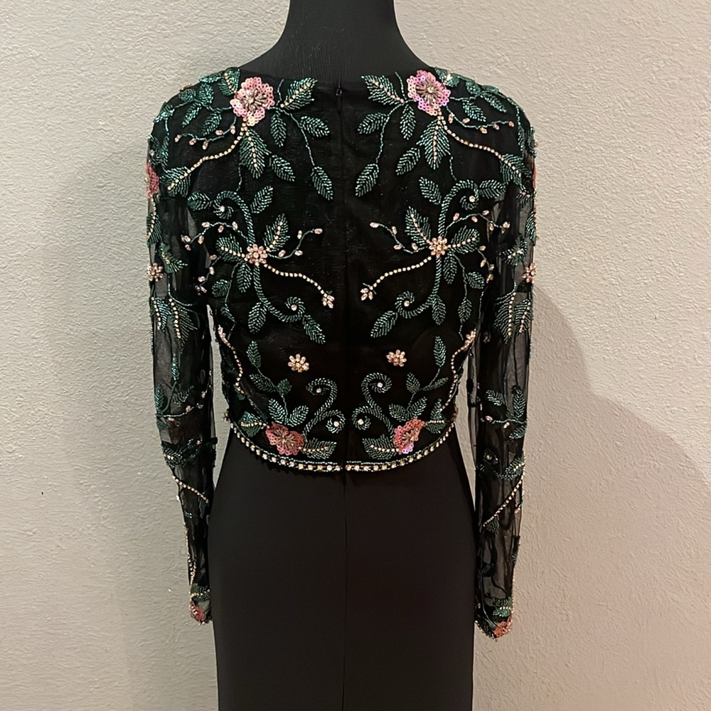 MAC DUGGAL Beaded Illusion High Neck Jersey Skirt Trumpet Gown NWT - Picture 9 of 17